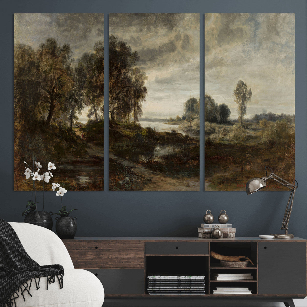 Adolf Dressler Landscape of the Oder River Wall Art Canvas
