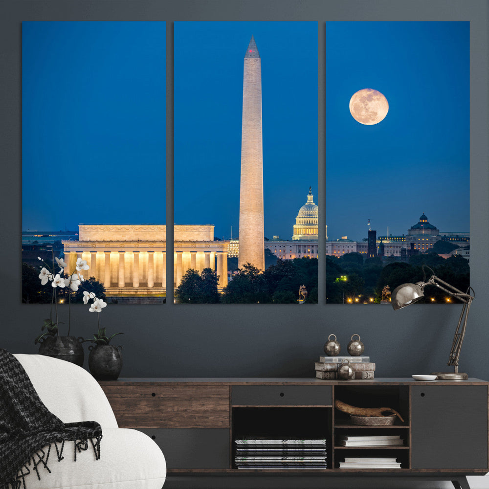 Washington DC Skyline Wall Art Canvas Print – Lincoln