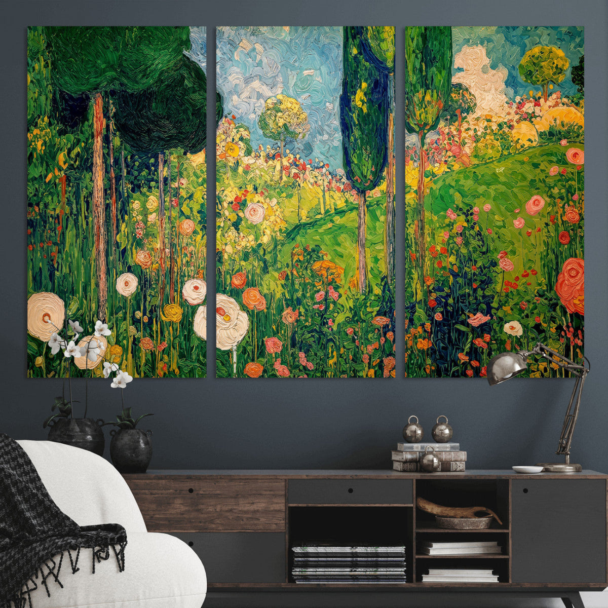 Gustav Klimt Boho Mountain Landscape Large Wall Art,