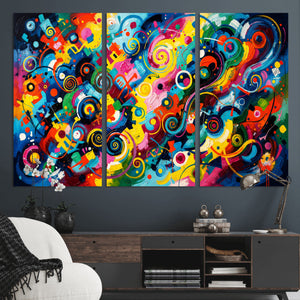 Geometric Abstract Wall Art Canvas Print, Bold Color