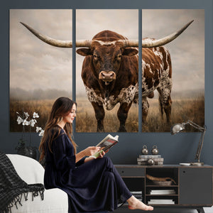 Texas Longhorn Canvas Wall Art Western Bull Desert Moody