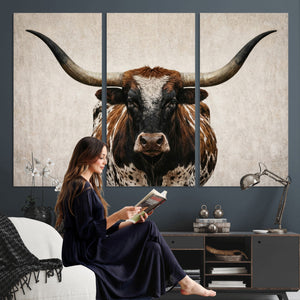 Texas Longhorn Canvas Wall Art Western Bull Desert Moody