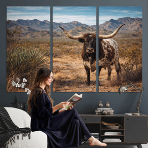 Texas Longhorn Canvas Wall Art Western Bull Desert Moody
