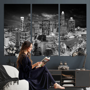 Charlotte Skyline Canvas Wall Art Print – North Carolina Cityscape Photography Print