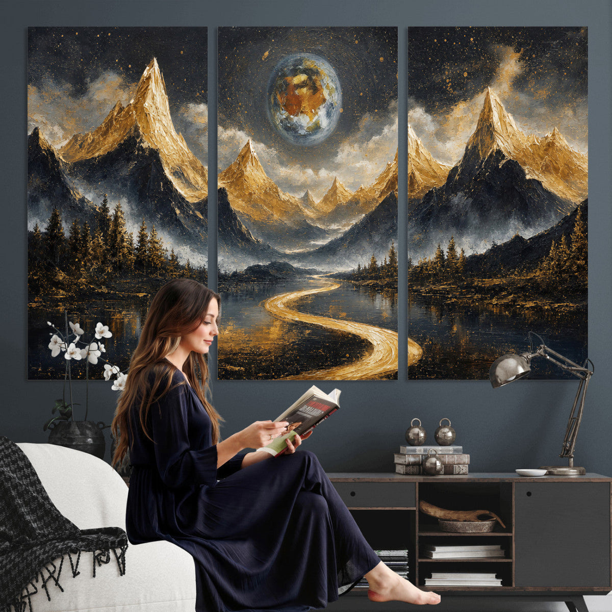 Abstract Mountain Wall Art Canvas Print Modern Landscape Painting Print