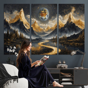 Abstract Mountain Wall Art Canvas Print Modern Landscape Painting Print