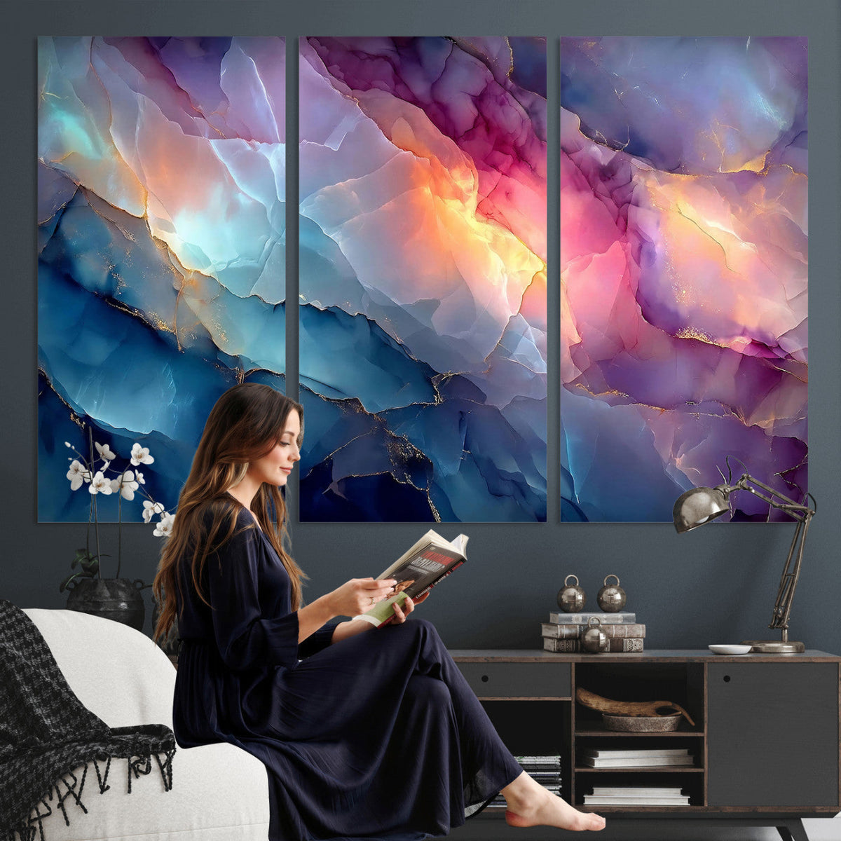 Colorful Abstract Canvas Wall Art Print, Vibrant Popup Color Art Print