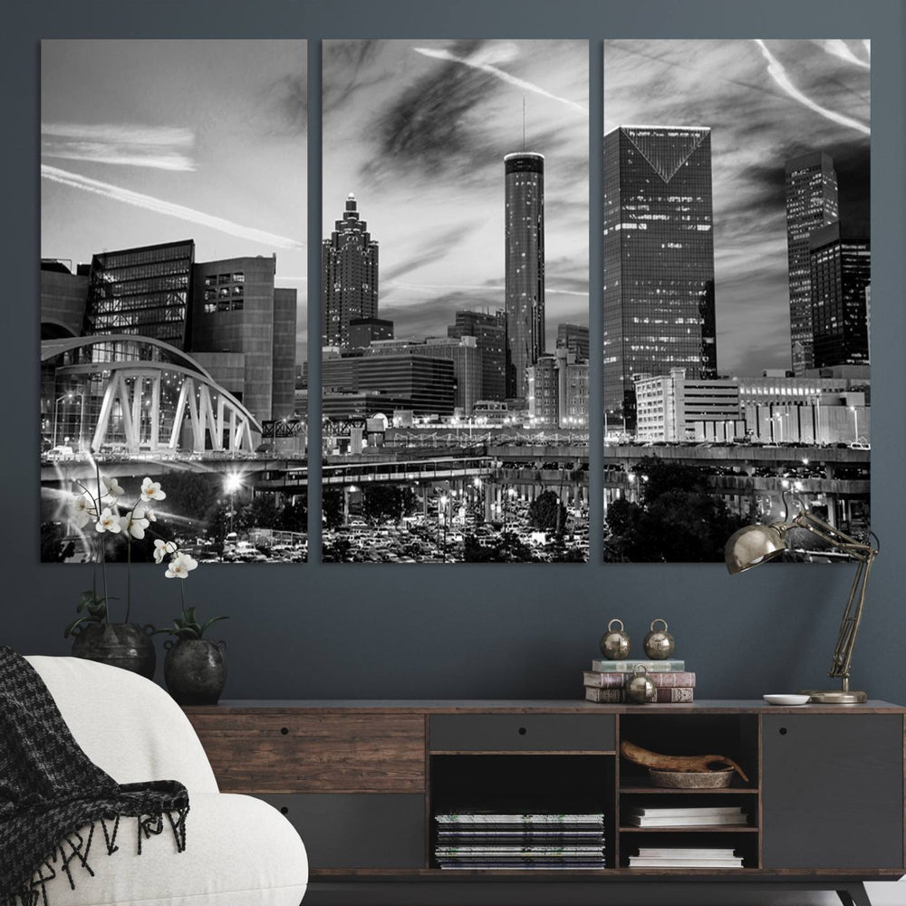 Black and White Atlanta Wall Art Canvas Print
