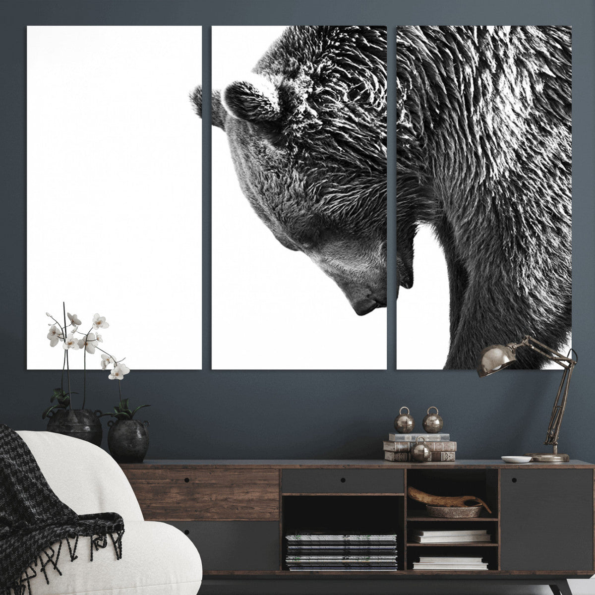 Black and White Grizzly 399 Bear Canvas Print Wall Art |