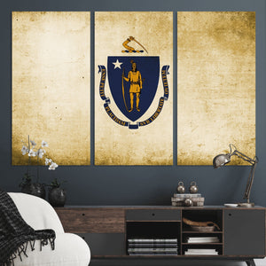 Massachusetts Flag Wall Art Canvas Print
