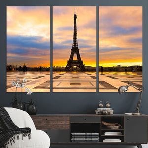 Paris Eiffel Tower Sunset Canvas Wall Art Print - Iconic