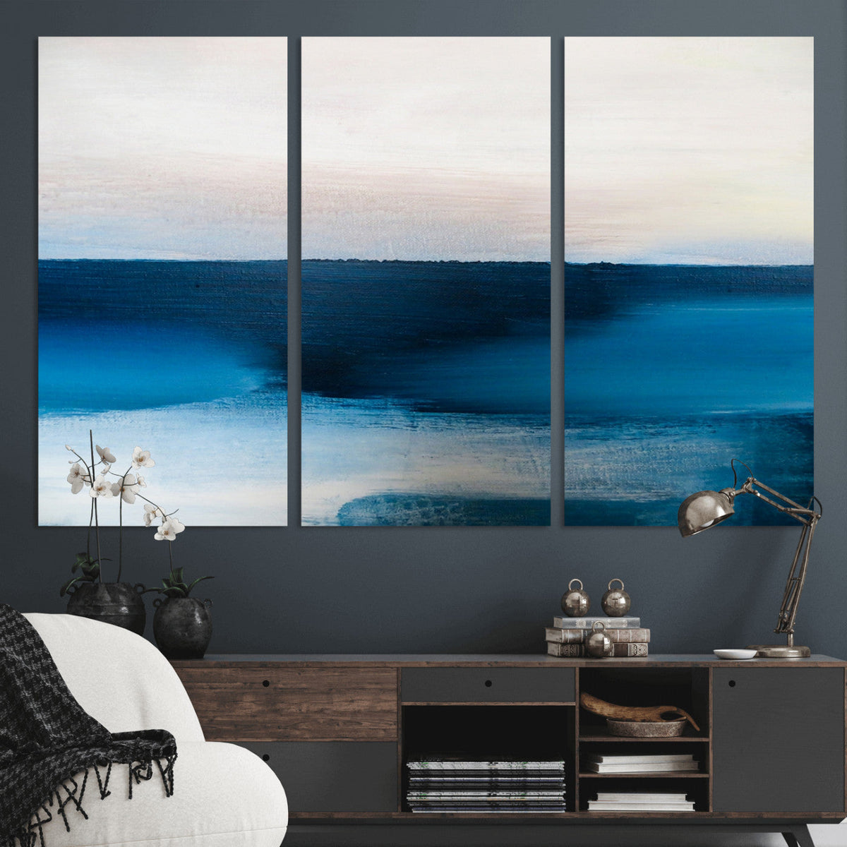 Dark Blue Abstract Wall Art Canvas Print