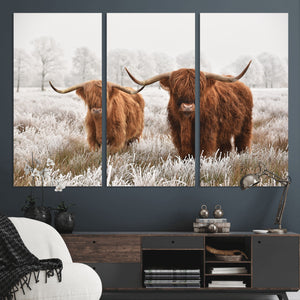 Longhorn Cattle Wall Art Canvas Print, Framed Farmhouse