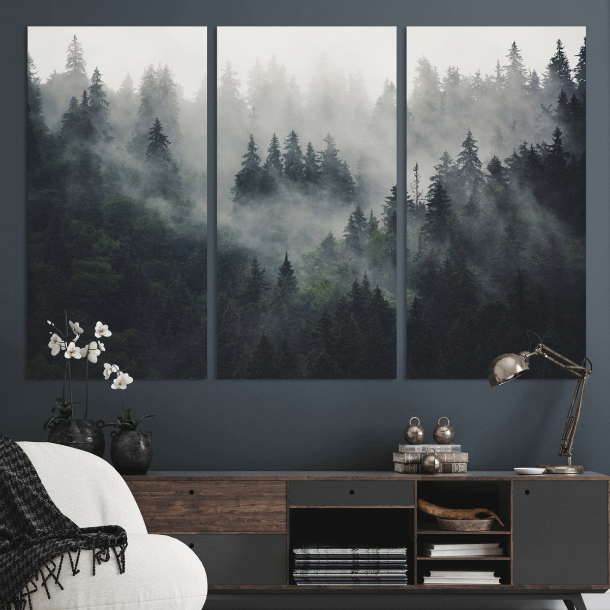 Nature Wall Decor - Serene Triptych Nature Print – Woodland