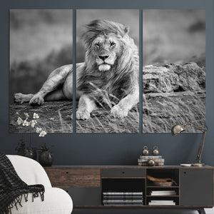 King Forest Lion Wall Art Canvas Print – Framed Majestic
