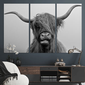 Texas Cow Wall Art Canvas, Texas Longhorn Cattle Canvas