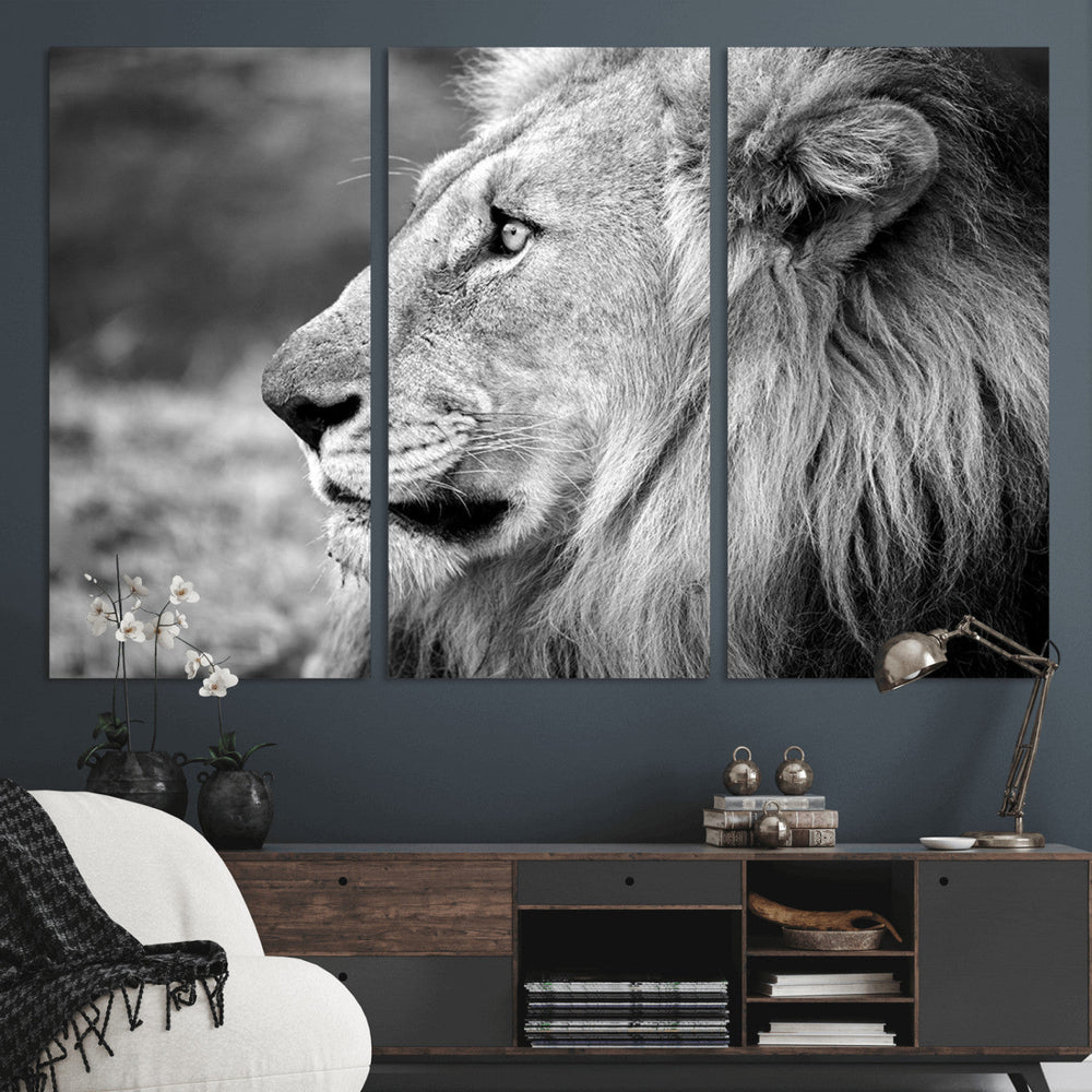 Lion Wall Art Canvas Print – Framed Majestic Wildlife