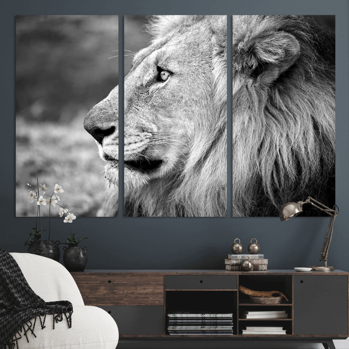 African Lion Wall Art Canvas Print – Majestic Wildlife