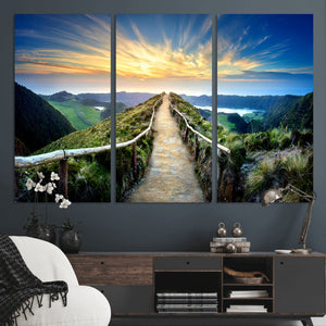 Mountain and Sunset Wall Art Canvas Print