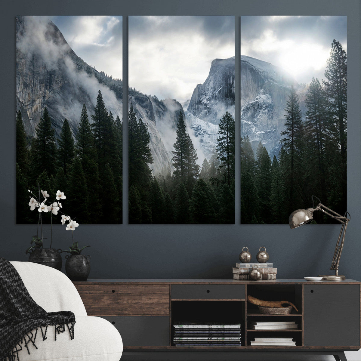 Yosemite National Park El Capitan Foggy Mountain Wall Art |