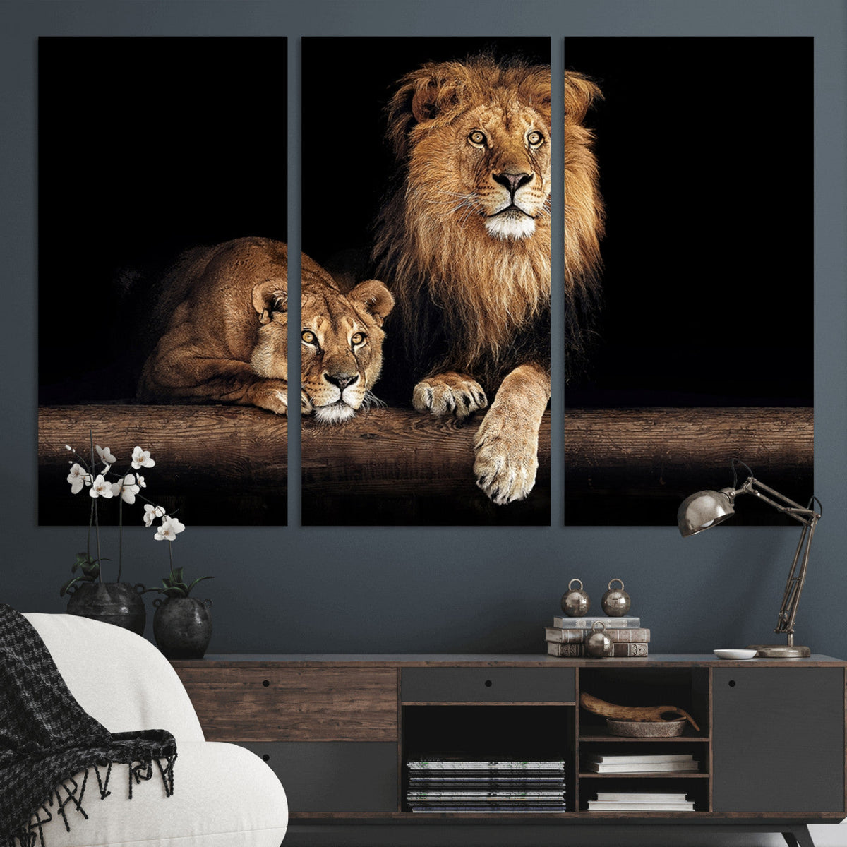 Lion Canvas Wall Art – Majestic Animal Print Artwork for