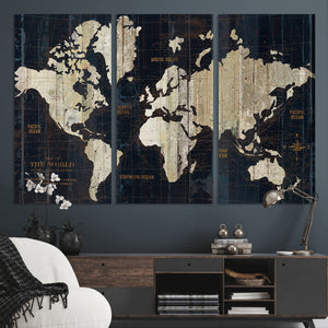 World Map Canvas Print – Detailed Map of the World Wall Art