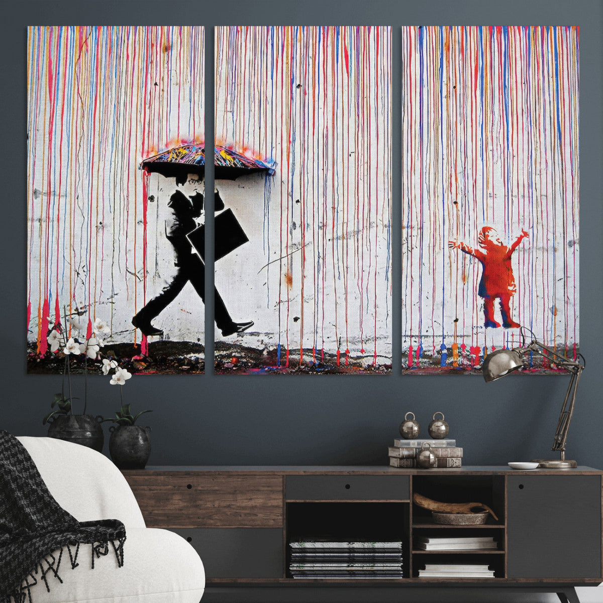 Banksy Wall Art Canvas Print, Framed Graffiti Art Picture