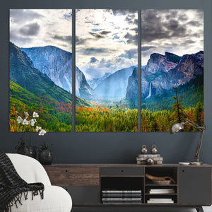 Yosemite Park Half Dome 3 Panel Canvas Print | Large Giclée