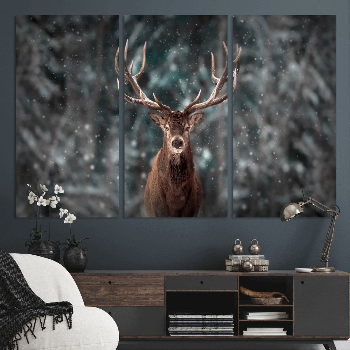 Wall Art Deer Art Animal Canvas, Framed Wall Art Deer Canvas