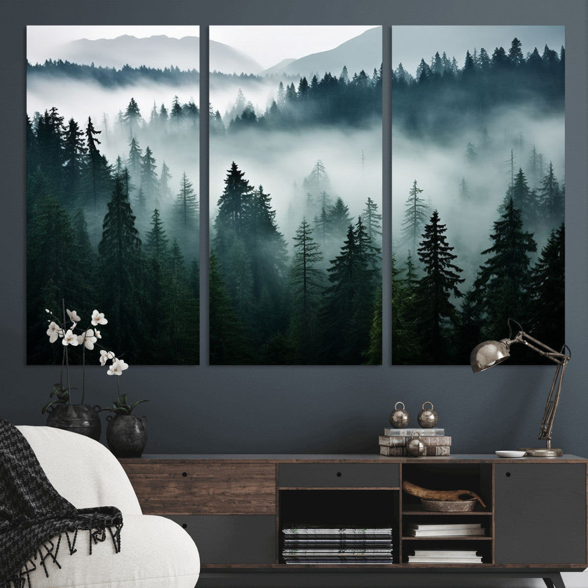 Captivating Misty Forest Wall Art Canvas, Premium Canvas