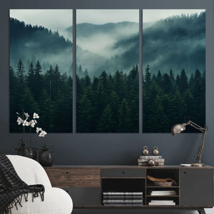 Captivating Misty Forest Wall Art Premium Canvas Print,