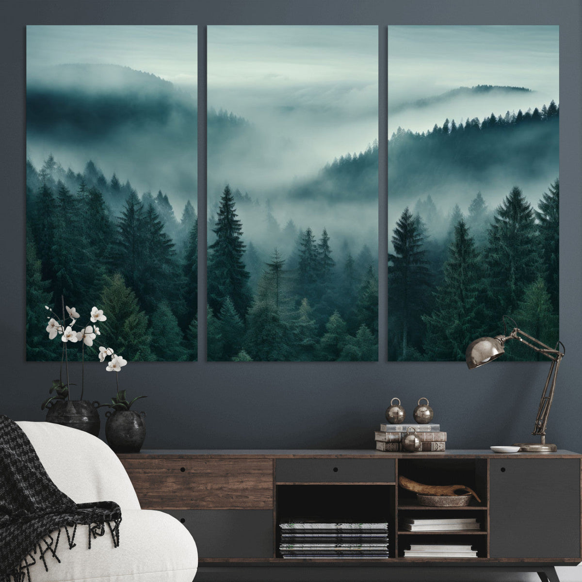 Captivating Misty Foggy Forest Wall Art Premium Canvas Print