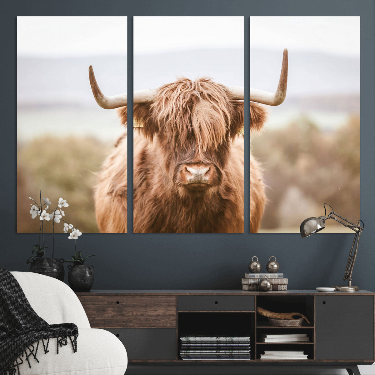 Scottish Serene Highland Cow Canvas Wall Art – Serene