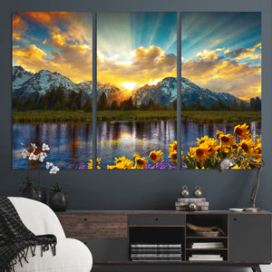 Grand Teton Park Sunrise Wall Art – Vibrant Landscape Canvas