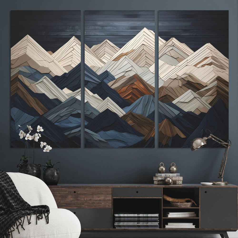 Mountain Wall Art – Modern Geometric Landscape Canvas Print,