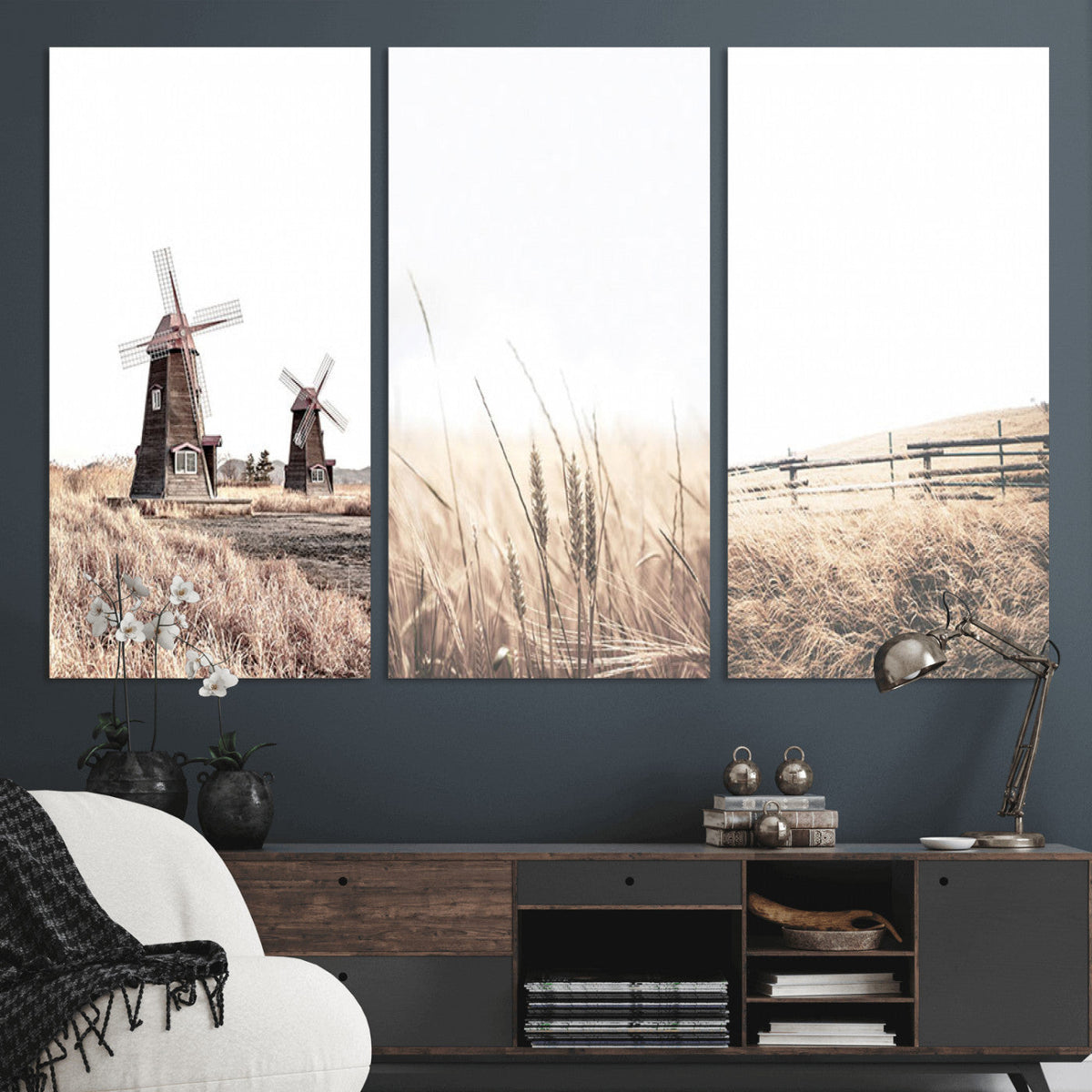 Farm Prints Set, Farmhouse Wall Art Canvas, Country House