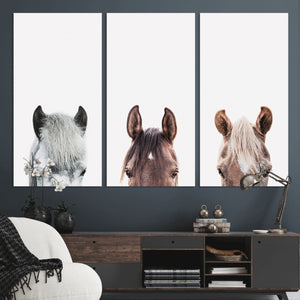 Horse Wall Art - Minimalist Horse Triptych Wall Art – Modern