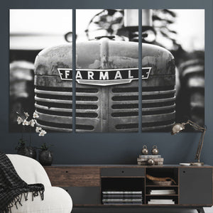 Vintage Farmall Tractor Wall Art Canvas Print, Rustic