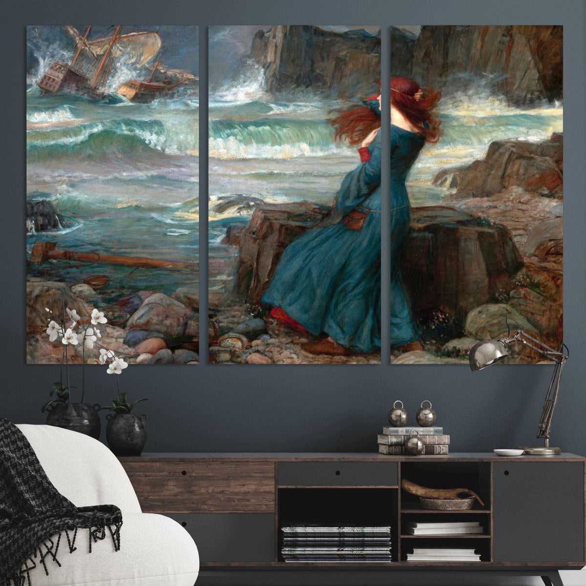 Miranda by the Shore Wall Art Canvas Print – Tempest Scene