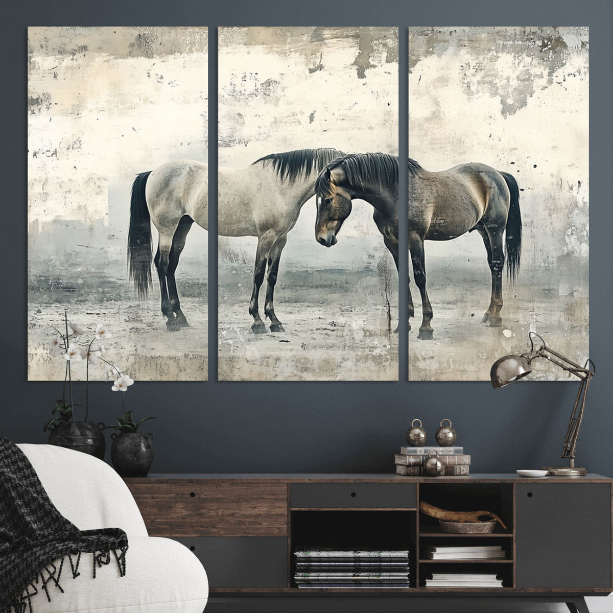 Chines Style Majestic Horses Wall Art | Ready to Hang and