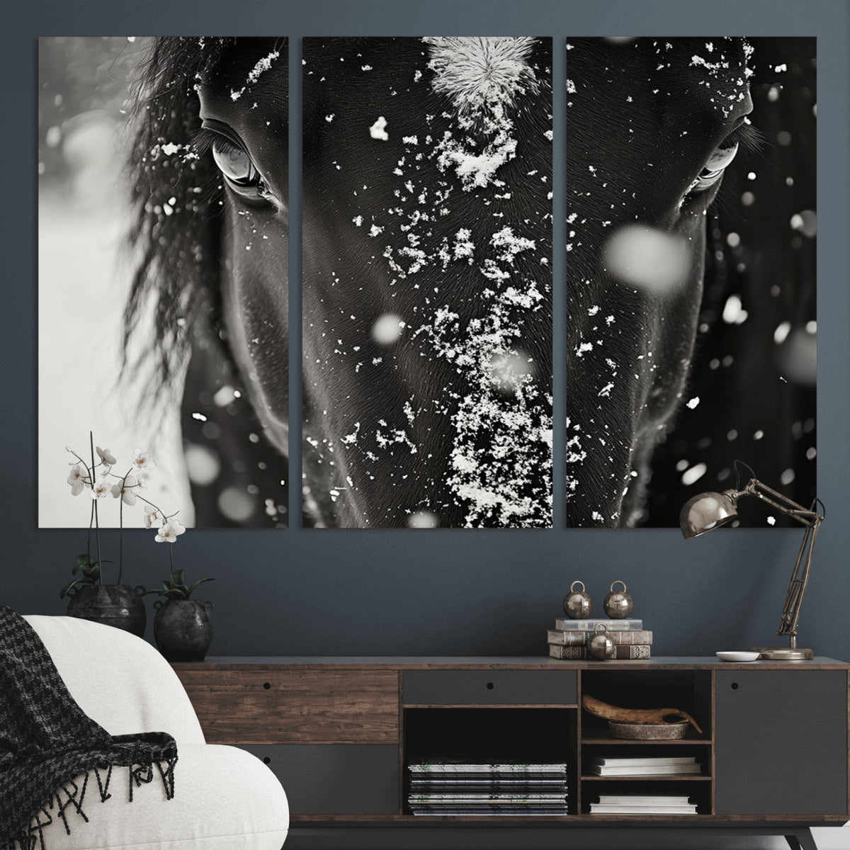 Winter Horse Snow Wall Art Canvas Print