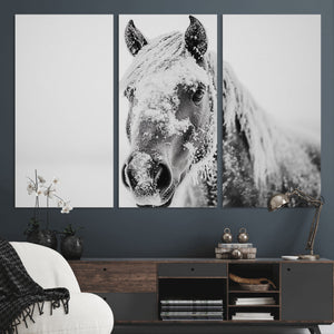 White Horse Wall Art | Ready to Hang and Framed | Winter