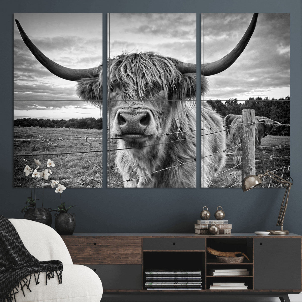 Scottish Highland Cow Wall Art Canvas Print | Ready to Hang