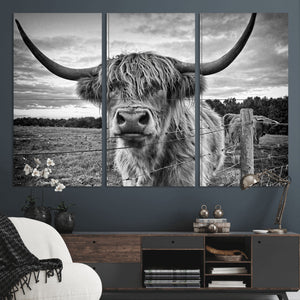 Scottish Highland Cow Wall Art Canvas Print | Ready to Hang