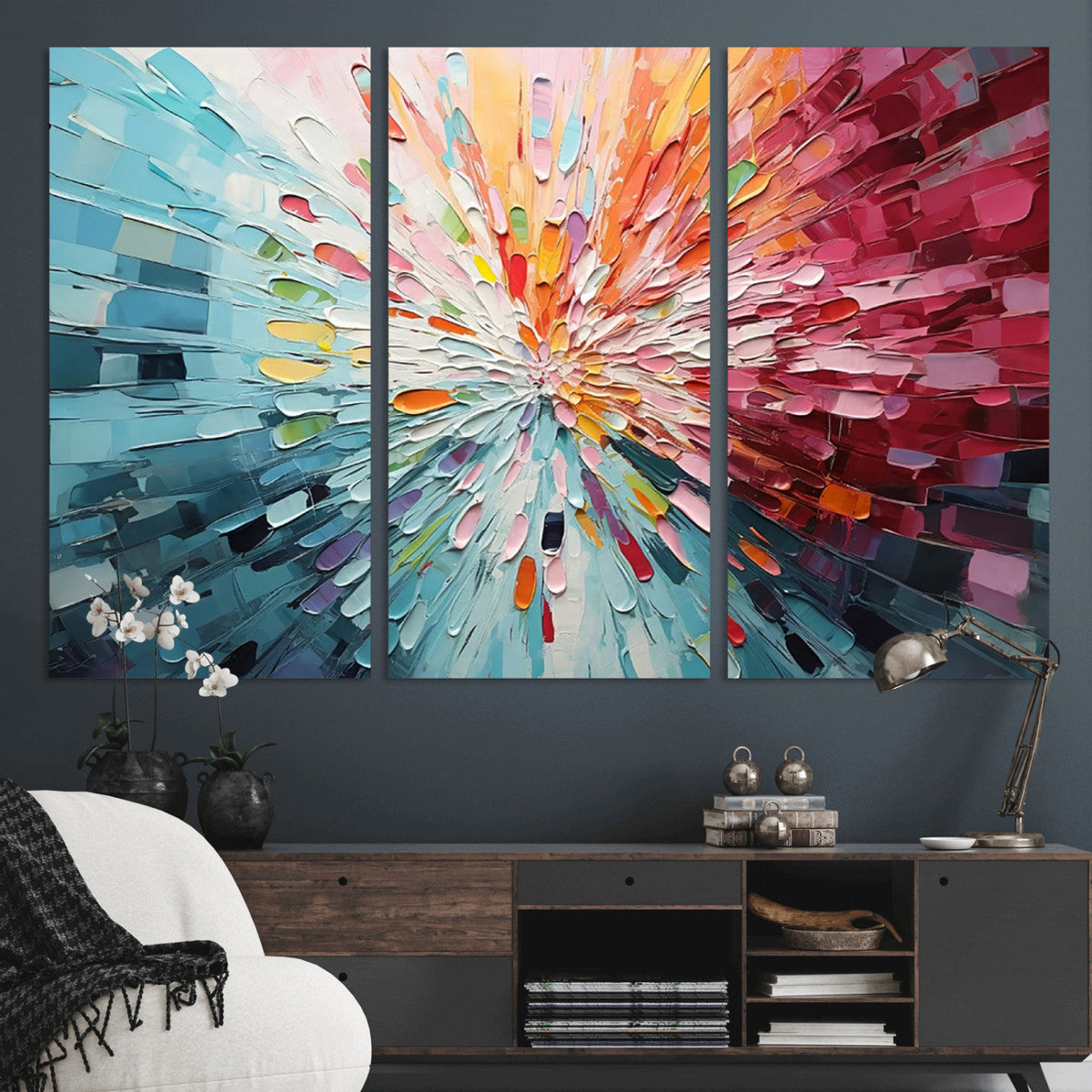 Radiant Bloom Abstract Floral Wall Art Canvas Print -