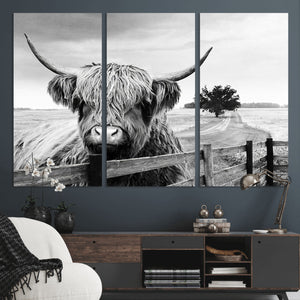 Scottish Highland Cow Wall Art | Rustic Farmhouse Décor |