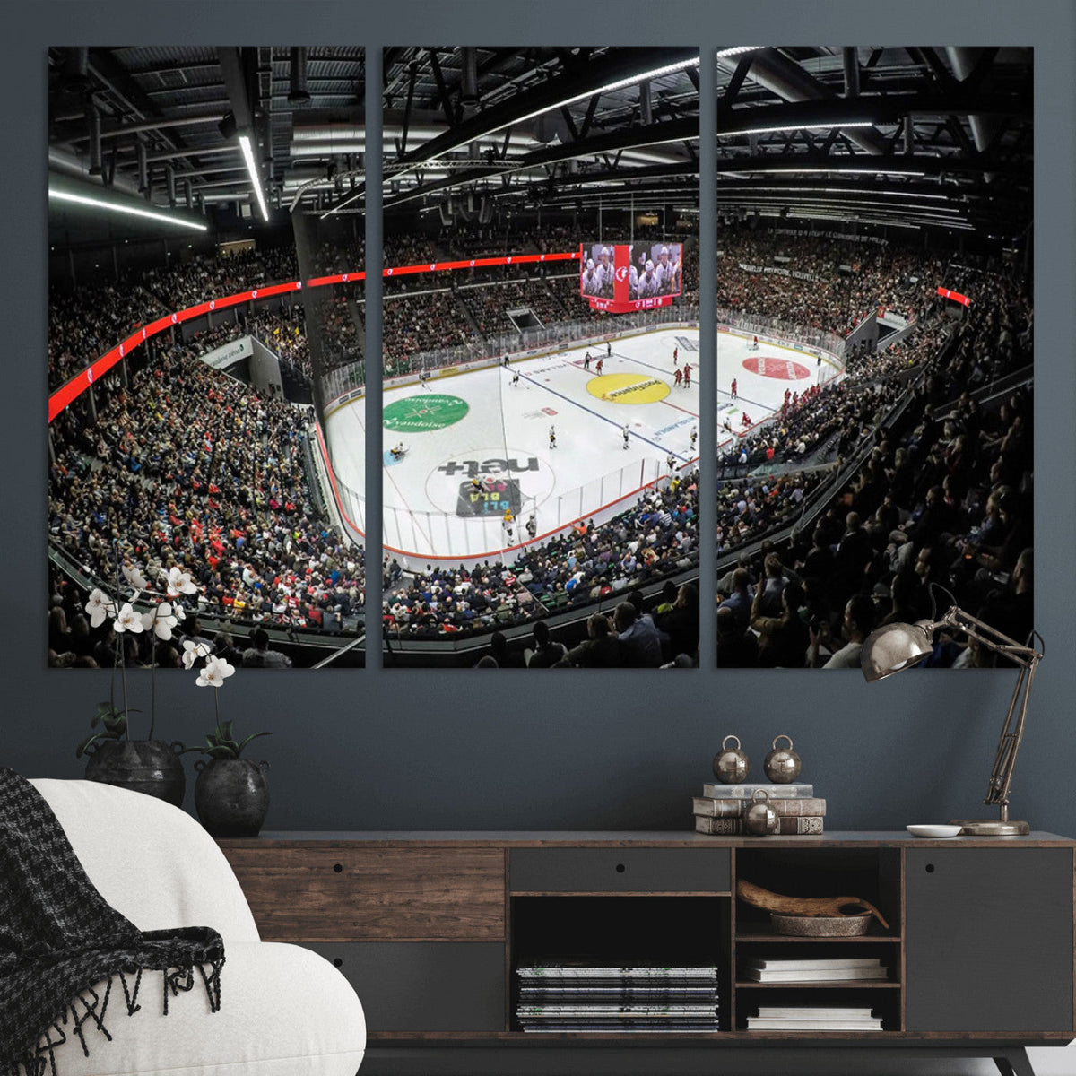 Vaudoise Lausanne Ice Hockey Arena Stadium Wall Art Canvas,