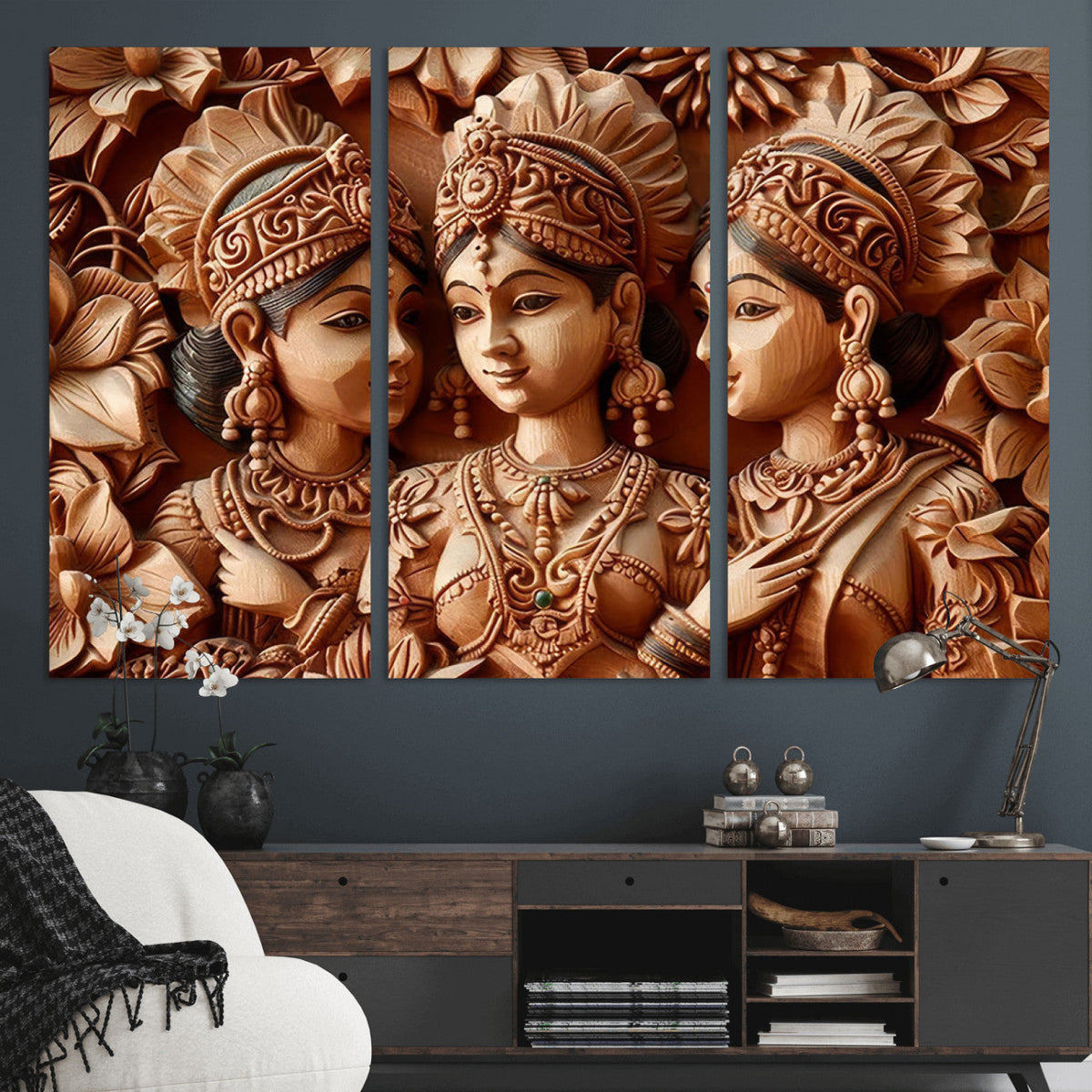 Indian Woman Statue Wall Art Canvas Print