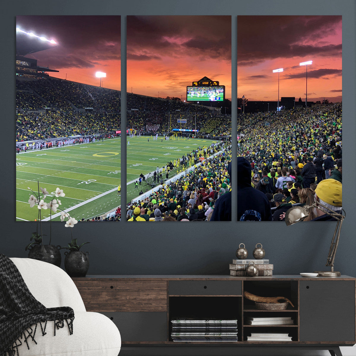 Eugene Autzen Stadium Canvas Wall Art Print – Sunset Over