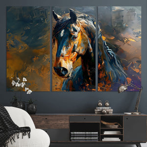 Abstract Horse Wall Art Canvas Print | Farmhouse Wall Decor